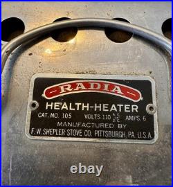 Radia Heater Vtg Art Deco Electric Portable 1930s TESTED & WORKS Heat Lamp