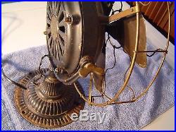 Rare Antique 12 Emerson Trojan 5110 Fan, Cast Iron with Brass Blades, Works