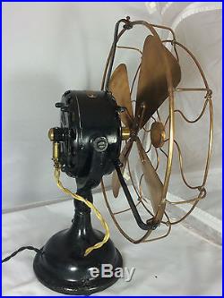 Rare Antique 1907 GE Pancake 16 5-Speed Brass Blade Fan Serial # 297662 VG cond