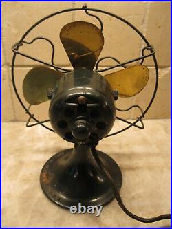 Rare Antique 1924 Ge Series G 6 Brass Desk Small Fan Vintage Electric Works