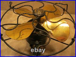 Rare Antique 1924 Ge Series G 6 Brass Desk Small Fan Vintage Electric Works