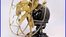 Rare Antique EMERSON Black Cast Iron Bullwinkle Brass Blades Electric Fan 19644