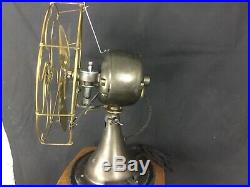 Rare Antique Early 1900's Colonial Brass Electric Fan 12 Brass Blade And Cage
