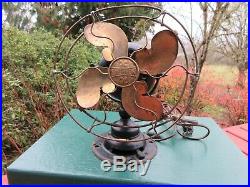 Rare Antique Emerson 8 Electric Fan #19644 with Brass Blades & Cage Yoke Mount