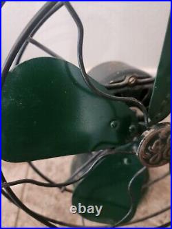 Rare Antique GENERAL ELECTRIC Vintage Desk Fan Army Green WORKS