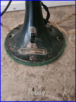 Rare Antique GENERAL ELECTRIC Vintage Desk Fan Army Green WORKS