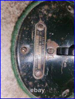 Rare Antique GENERAL ELECTRIC Vintage Desk Fan Army Green WORKS