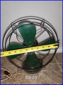 Rare Antique GENERAL ELECTRIC Vintage Desk Fan Army Green WORKS