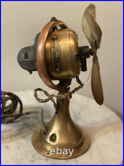 Rare Antique GE Electric Fan Brass Blades Base Housing Pat 1895 1901 1903 8