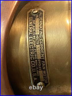 Rare Antique GE Electric Fan Brass Blades Base Housing Pat 1895 1901 1903 8
