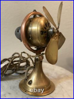 Rare Antique GE Electric Fan Brass Blades Base Housing Pat 1895 1901 1903 8