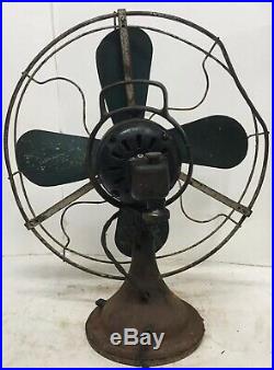 Rare Antique General Electric Ge Type Aou 16 4 Blade Oscillating Desk Fan Works
