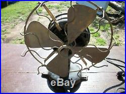 Rare Antique MENOMINEE Electric 1-4 speed Table Fan Brass and Cast Iron WORKS