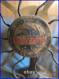 Rare Dayton Antique Fan Four Bladed 16 Brass Blades Runs Three Speeds
