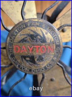 Rare Dayton Antique Fan Four Bladed 16 Brass Blades Runs Three Speeds