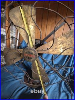Rare Dayton Antique Fan Four Bladed 16 Brass Blades Runs Three Speeds