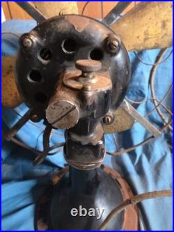 Rare Dayton Antique Fan Four Bladed 16 Brass Blades Runs Three Speeds