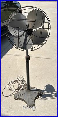 Rare EMERSON ELECTRIC Pedestal Floor Fan 77648-SJ 3 Speed, Oscillating ART DECO