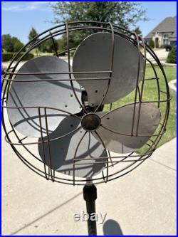 Rare EMERSON ELECTRIC Pedestal Floor Fan 77648-SJ 3 Speed, Oscillating ART DECO