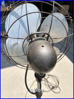 Rare EMERSON ELECTRIC Pedestal Floor Fan 77648-SJ 3 Speed, Oscillating ART DECO