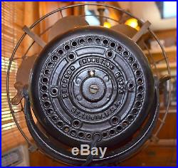 Rare Early Emerson Type 11666 Brass Blade Electric Fan Ornate Base Antique Runs