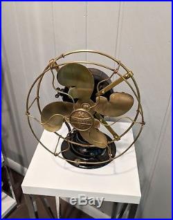 Rare Emerson 19644 brass blade brass cage antique electric fan