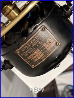 Rare Emerson 19644 brass blade brass cage antique electric fan