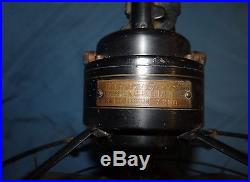 Rare Model 7200 Western Oscillating Electric Fan 5 Brass Blades 9 Vtg Antique