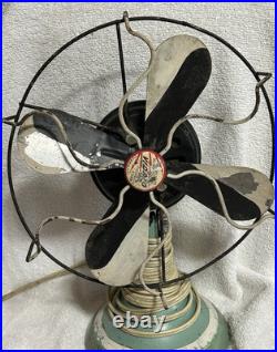 Rare Vidrio 8 In. Metal Base VP 100 Electric Fan Green Hoehn Collection 1929