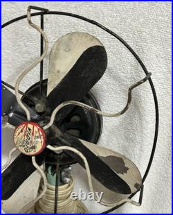 Rare Vidrio 8 In. Metal Base VP 100 Electric Fan Green Hoehn Collection 1929