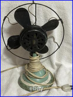Rare Vidrio 8 In. Metal Base VP 100 Electric Fan Green Hoehn Collection 1929