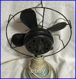 Rare Vidrio 8 In. Metal Base VP 100 Electric Fan Green Hoehn Collection 1929