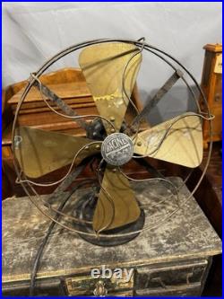 Rare Vintage Antique Racine Electric Company Brass Blade 12 Desk Fan Type 123