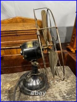 Rare Vintage Antique Racine Electric Company Brass Blade 12 Desk Fan Type 123