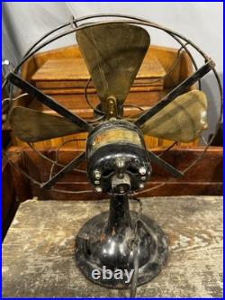 Rare Vintage Antique Racine Electric Company Brass Blade 12 Desk Fan Type 123