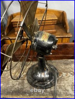 Rare Vintage Antique Racine Electric Company Brass Blade 12 Desk Fan Type 123