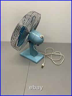 Rare Vintage Oscillating Temp-Master Fan Retro Blue Teal Antique