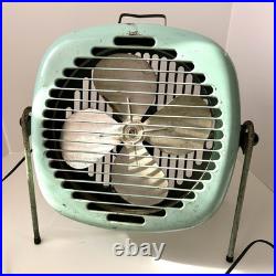 Rare Vintage Torrington Manufacturing Aqua Blue Standing Fan Works Great