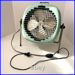 Rare Vintage Torrington Manufacturing Aqua Blue Standing Fan Works Great