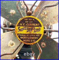 Rare Working 1930's 11 Oscillating Table Fan Super Blue Line Montgomery Ward Rare Working 1930's 11 Oscillating Table Fan Super Blue Line Montgomery Ward