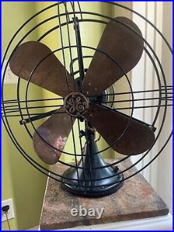 Rebuilt Antique GE 16 Oscillating Brass Blade Fan Form AS1 Cat 74525