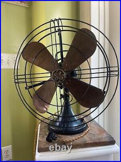 Rebuilt Antique GE 16 Oscillating Brass Blade Fan Form AS1 Cat 74525