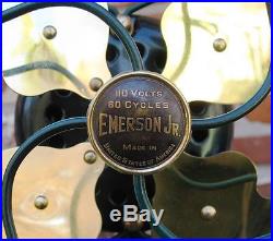 Restored Antique 9 inch Emerson Jr. Brass blade electric fan