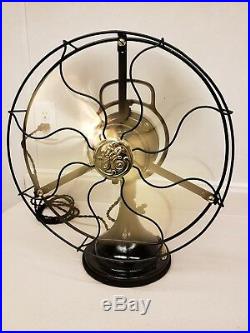 Restored Antique General Electric 12 Brass Blade Oscillating fan