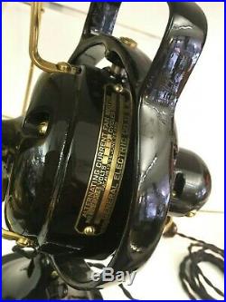 Restored Antique Original GE 13 Oscillating Brass Blade/Cage Fan