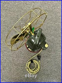 Restored Antique Original Oscillating 1922 GE AB1 Brass Blade/Cage Fan