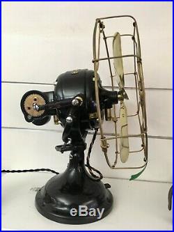 Restored Antique Original Oscillating GE 12 Sidewinder Brass Blade/Cage Fan