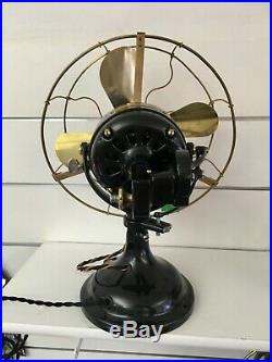 Restored Antique Original Oscillating GE 12 Sidewinder Brass Blade/Cage Fan