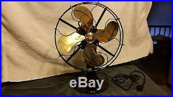 Restored antique 12 emerson oscillating fan #27646 brass blades