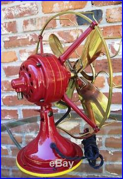 Restored antique Westinghouse brass blade and brass cage electric fan